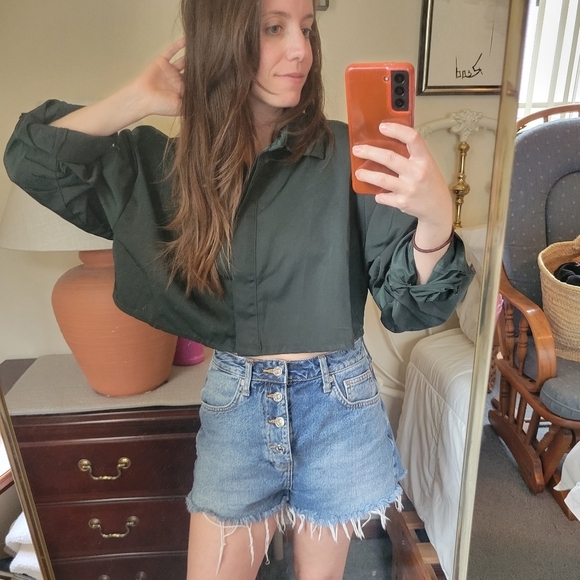 Forever 21 | faux satin long sleeve crop - Picture 2 of 5